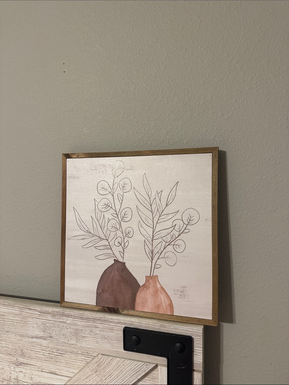 Neutral Botanical Wall Art with Terracotta and Brown Vases